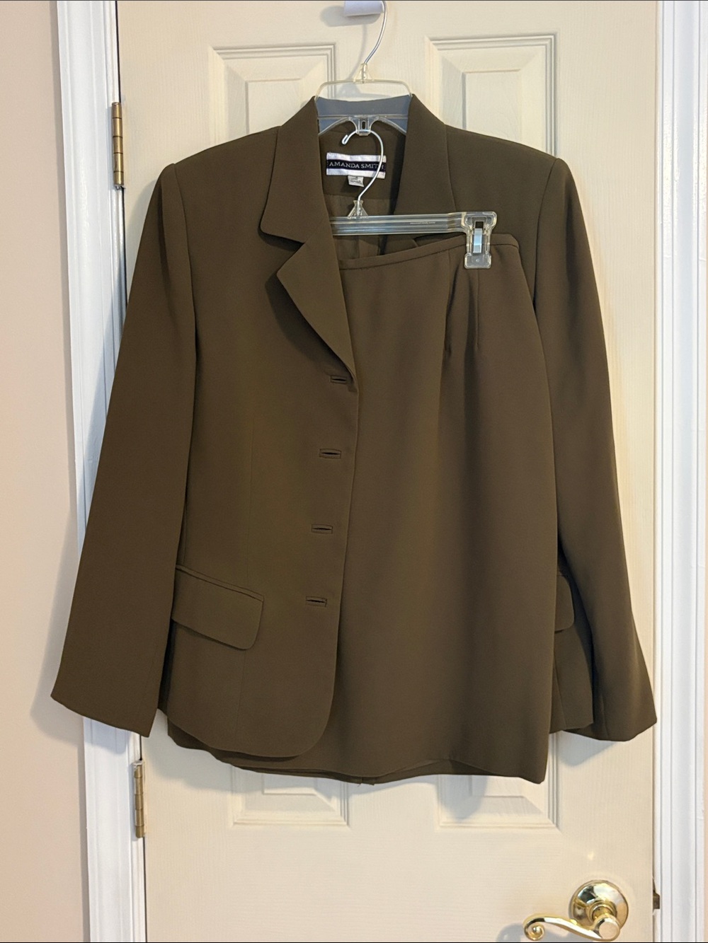Amanda Smith Olive Green Blazer with Matching Skirt